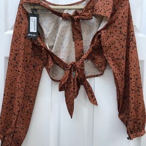 Nasty gal leopard tie back top- new with tags